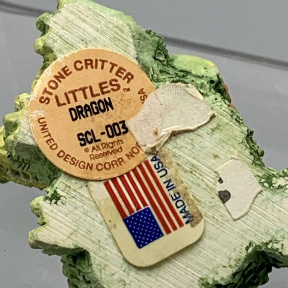 Vintage 1993 Stone Critter Littles Green Dragon SCL 003 Made in the USA Fantasy - Picture 14 of 14
